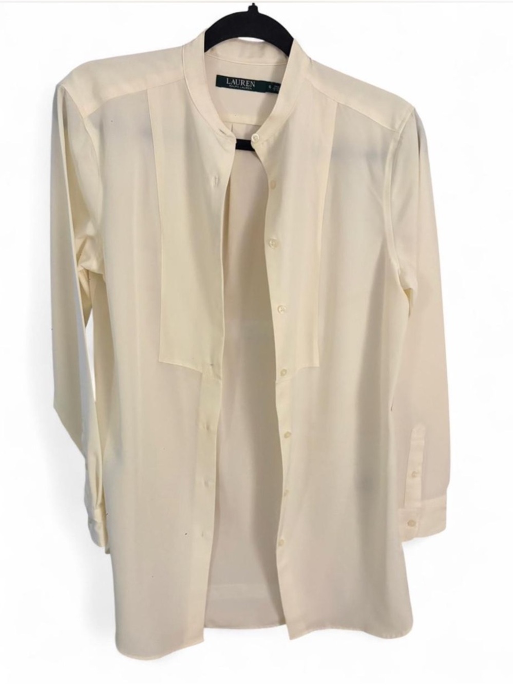 Lauren Ralph Lauren Cream Button-Down Silk Tunic